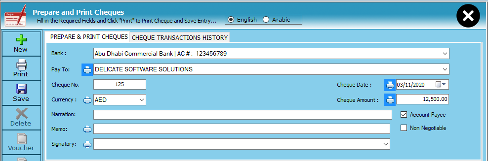 cheque book printing format excel